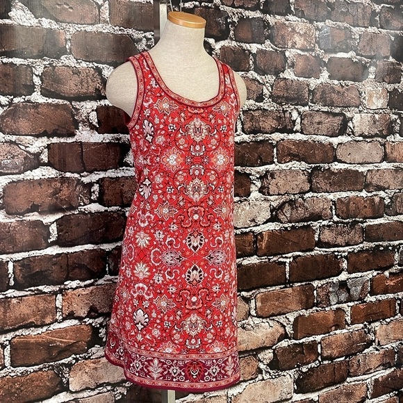 Max Studio Dress Women's XS X Small Red Paisley Sleeveless Sheath Midi NWT - Picture 8 of 16
